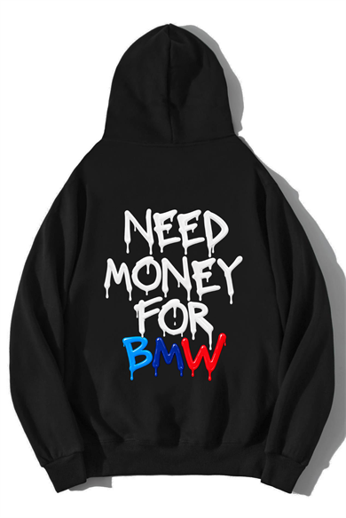 BRZ Collection Unisex Oversize BMW Need Money For BMW Hoodie Siyah