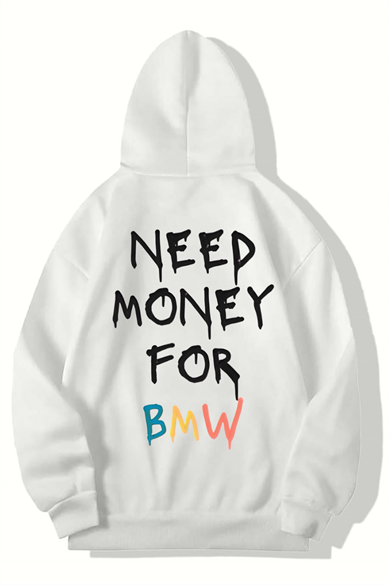 BRZ Collection Unisex Oversize (BMW WHITE) Need Money For BMW HOODIE (BEYAZ)