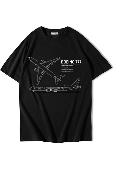 BRZ Collection Unisex Oversize Boeing 777 T-shirt Siyah