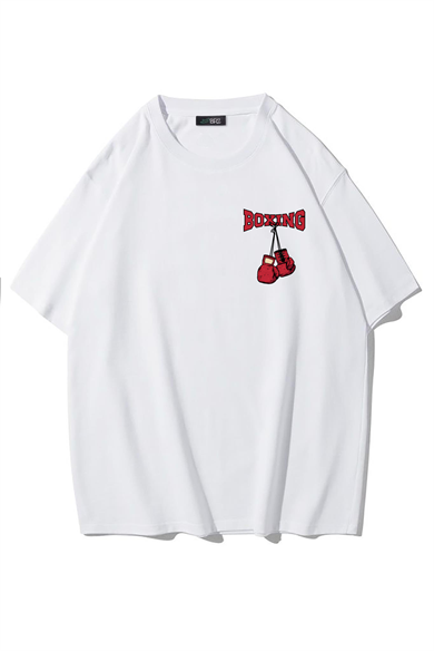 BRZ Collection Unisex Oversize Boxing T-shirt (BEYAZ)