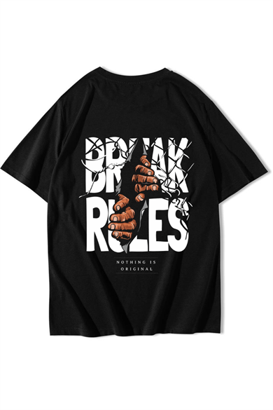 BRZ Collection Unisex Oversize Break Rules T-shirt Siyah