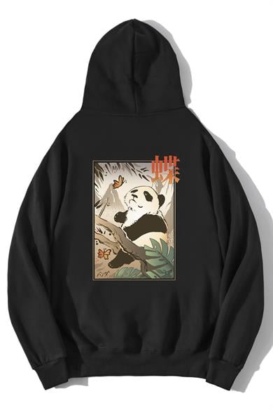 BRZ Collection Unisex Oversize Butterfly and Japanese Panda Hoodie
