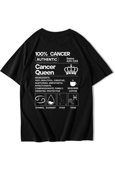 BRZ Collection Unisex Oversize Cancer T-Shirt Siyah