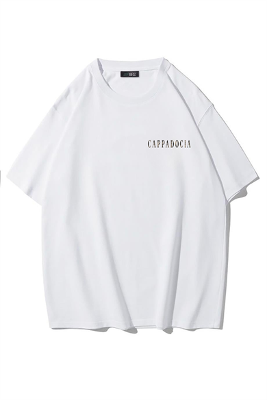 BRZ Collection Unisex Oversize Cappadoccia T-shirt (BEYAZ)