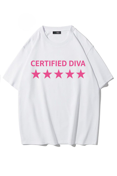 BRZ Collection Unisex Oversize Certified Diva T-shirt (BEYAZ)