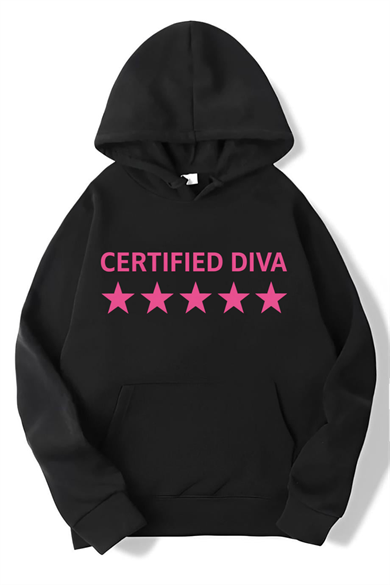 BRZ Collection Unisex Oversize Certified Diva Hoodie Siyah