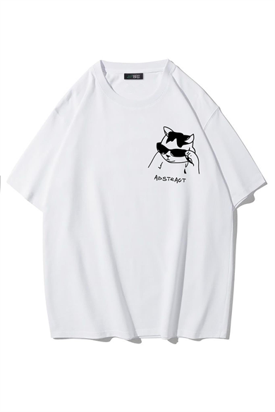 BRZ Collection Unisex Oversize Abstract T-shirt (BEYAZ)