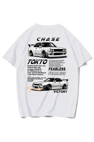 BRZ Collection Unisex Oversize Chase Tokyo Fearless T-shirt (BEYAZ)