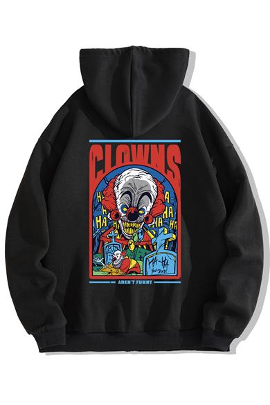 BRZ Collection Unisex Oversize Clowns No Funny Fermuarlı Hoodie