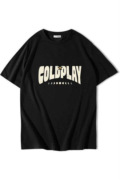 BRZ Collection Unisex Oversize Coldplay T-shirt Siyah