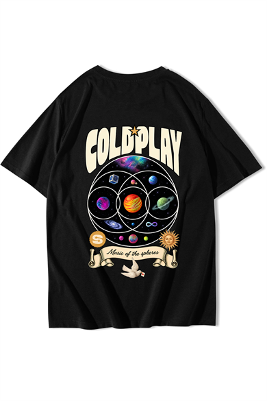 BRZ Collection Unisex Oversize Coldplay T-shirt Siyah