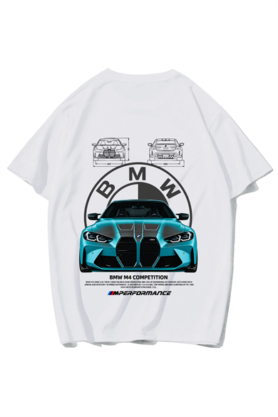 BRZ Collection Unisex Oversize Competition M4 T-shirt (BEYAZ)