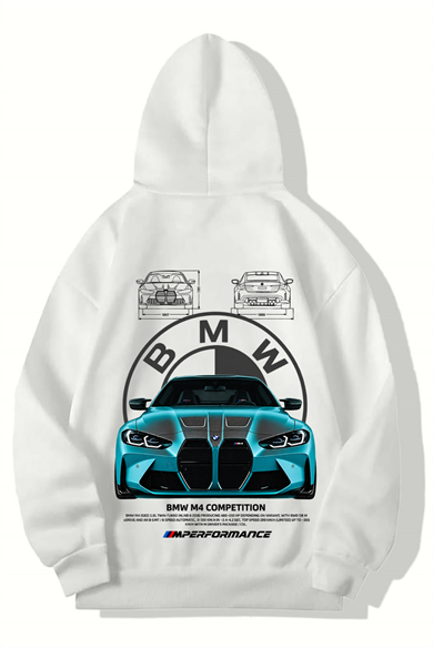 BRZ Collection Unisex Oversize Competition M4 Hoodie (BEYAZ)