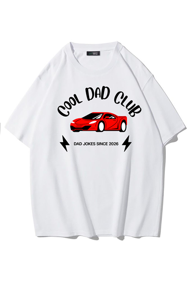 BRZ Collection Unisex Oversize Cool Dad Club T-shirt (BEYAZ)
