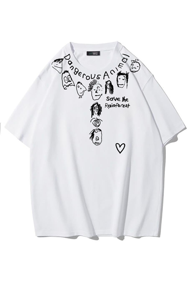 BRZ Collection Unisex Oversize Dangerous Animal T-shirt (BEYAZ)