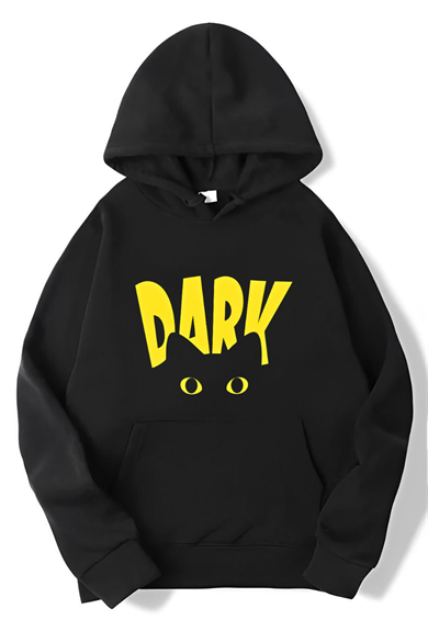 BRZ Collection Unisex Oversize Dark Cat Hoodie Siyah