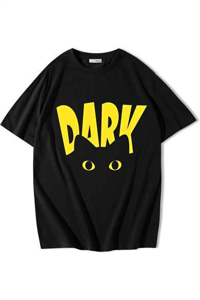 BRZ Collection Unisex Oversize Dark Cat T-shirt Siyah
