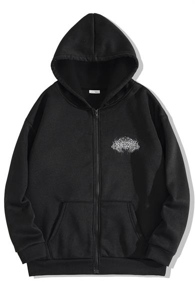 BRZ Collection Unisex Oversize Deathcore Lettering Fermuarlı Hoodie