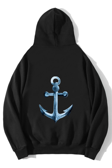 BRZ Collection Unisex Oversize Denizci Çapa Hoodie Siyah