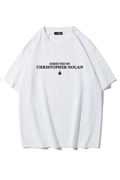 BRZ Collection Unisex Oversize Directed By Christoper Nolan T-shirt (BEYAZ)