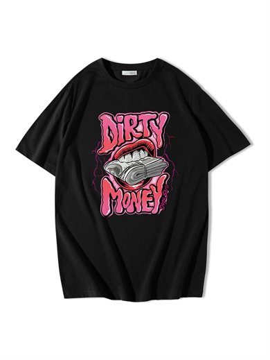BRZ Collection Unisex Oversize Dirty Money T-shirt Siyah
