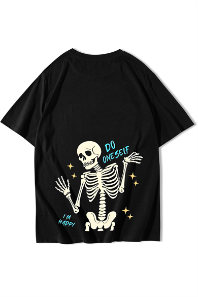 BRZ Collection Unisex Oversize Do Oneself Im Happy T-Shirt Siyah