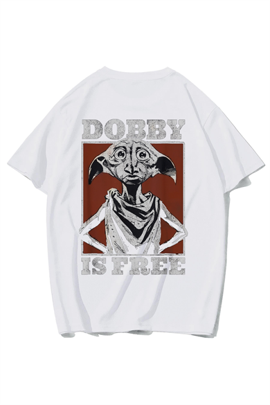 BRZ Collection Unisex Oversize Dobby Is Free T-Shirt (BEYAZ)