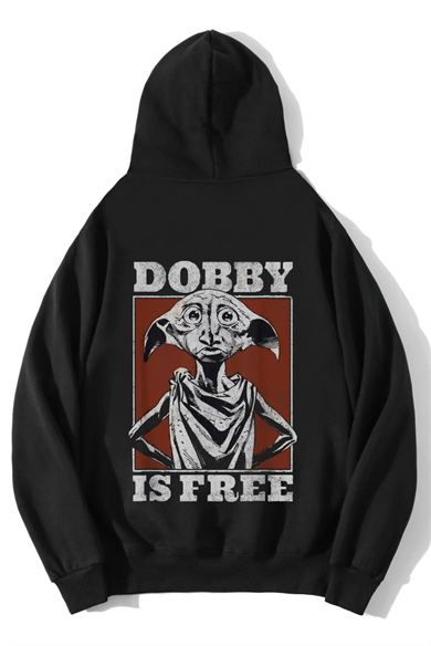 BRZ Collection Unisex Oversize Dobby Is Free Hoodie Siyah