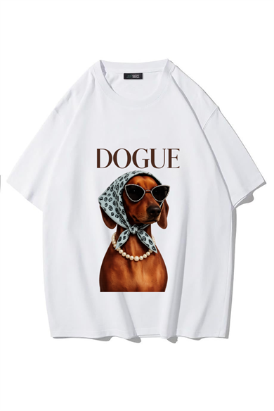 BRZ Collection Unisex Oversize Dogue T-Shirt (BEYAZ)