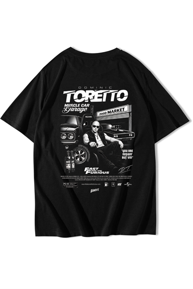 BRZ Collection Unisex Oversize Dominic Toretto T-shirt Siyah
