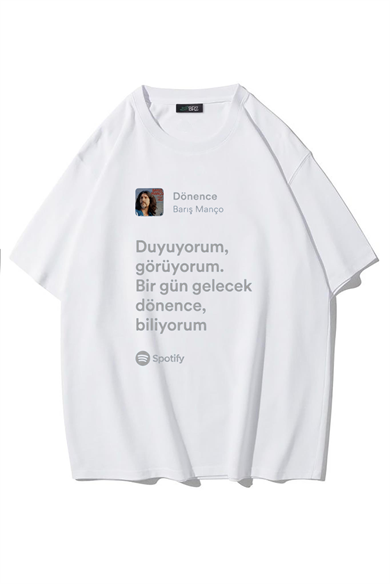 BRZ Collection Unisex Oversize Dönence - Barış Manço T-shirt (BEYAZ)