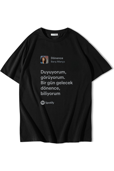 BRZ Collection Unisex Oversize Dönence - Barış Manço T-shirt Siyah