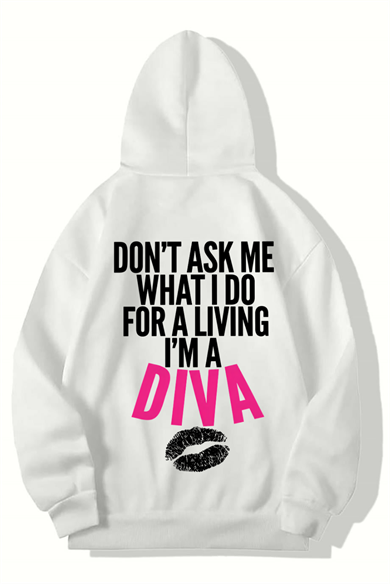 BRZ Collection Unisex Oversize Dont Ask Me What I Do For A Living Im A Diva Hoodie (BEYAZ)