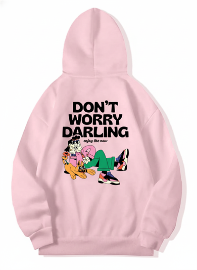 BRZ Collection Unisex Oversize Dont Worry Hoodie (AÇIK PEMBE)