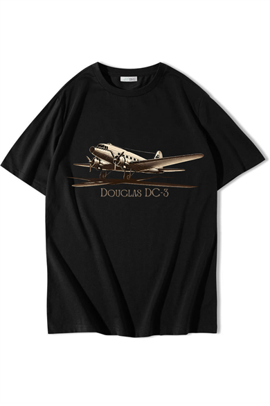 BRZ Collection Unisex Oversize Douglas DC3 T-shirt Siyah