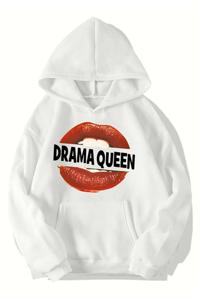 BRZ Collection Unisex Oversize Drama Queen HOODIE (BEYAZ)