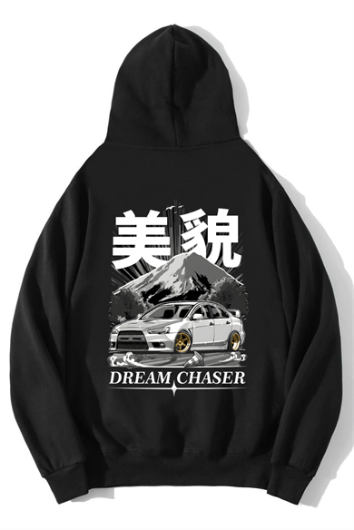 BRZ Collection Unisex Oversize Dream Chaser Hoodie Siyah