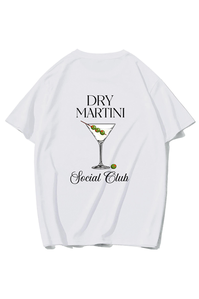 BRZ Collection Unisex Oversize Dry Martini T-Shirt (BEYAZ)
