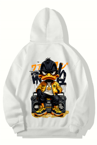 BRZ Collection Unisex Oversize Duck HOODIE (BEYAZ)