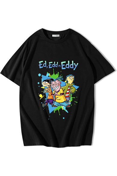 BRZ Collection Unisex Oversize Ed, Edd n Eddy T-shirt Siyah
