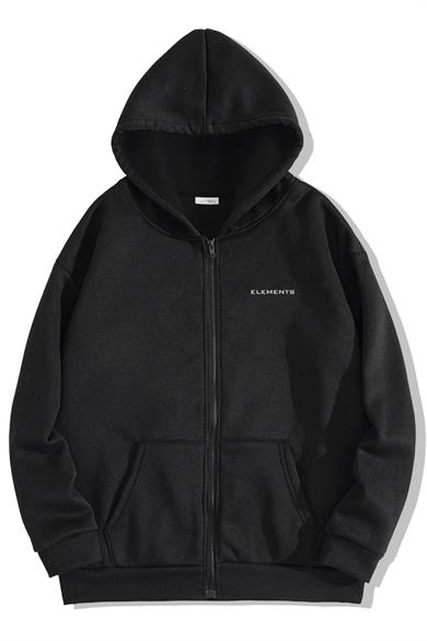 BRZ Collection Unisex Oversize Elements Fermuarlı Hoodie