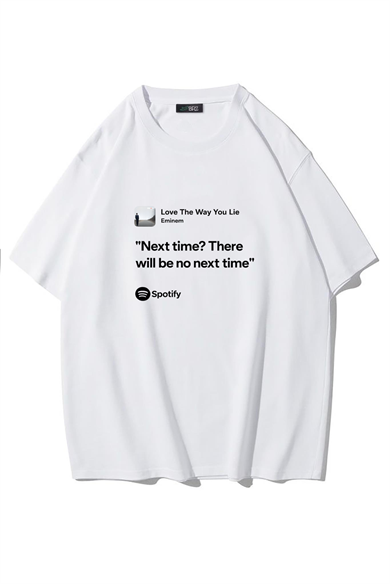 BRZ Collection Unisex Oversize Eminem - Love The Way You Lie T-shirt (BEYAZ)