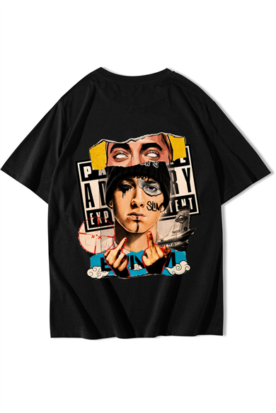 BRZ Collection Unisex Oversize Eminem T-shirt Siyah