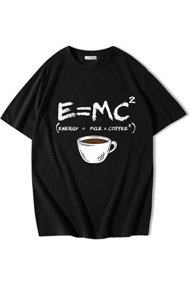 BRZ Collection Unisex Oversize Energy = Milk x Coffee T-shirt Siyah