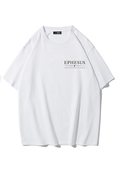BRZ Collection Unisex Oversize Ephesus T-shirt (BEYAZ)