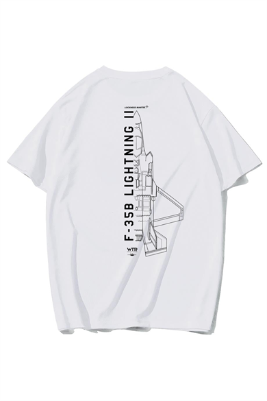 BRZ Collection Unisex Oversize F-35B Lightning T-shirt Beyaz