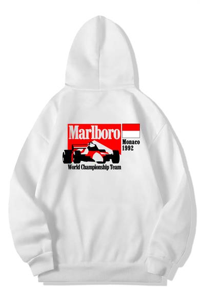 BRZ Collection Unisex Oversize F1 1992 Monaco Hoodie Beyaz