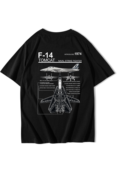BRZ Collection Unisex Oversize F14 Tomcat T-shirt Siyah