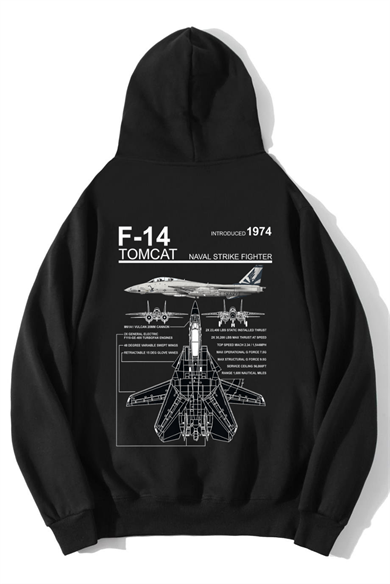 BRZ Collection Unisex Oversize F14 Tomcat Hoodie Siyah
