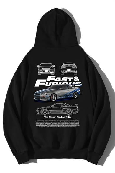 BRZ Collection Unisex Oversize Fast & Furious Nissan Skyline R34 Hoodie